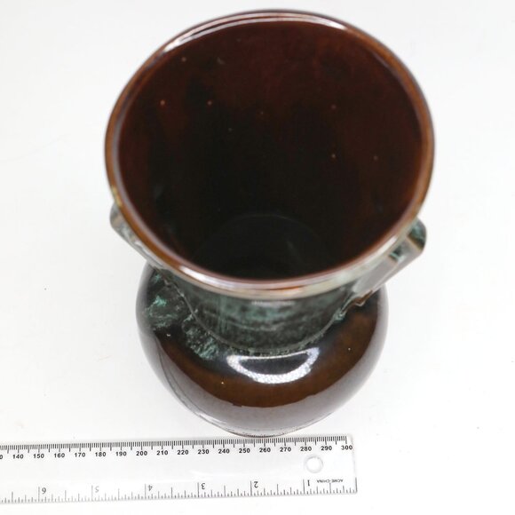 Vintage Beauceware Pottery Vase 41 Canada Drip Glaze Teal Blue Green Brown MCM - Picture 8 of 10
